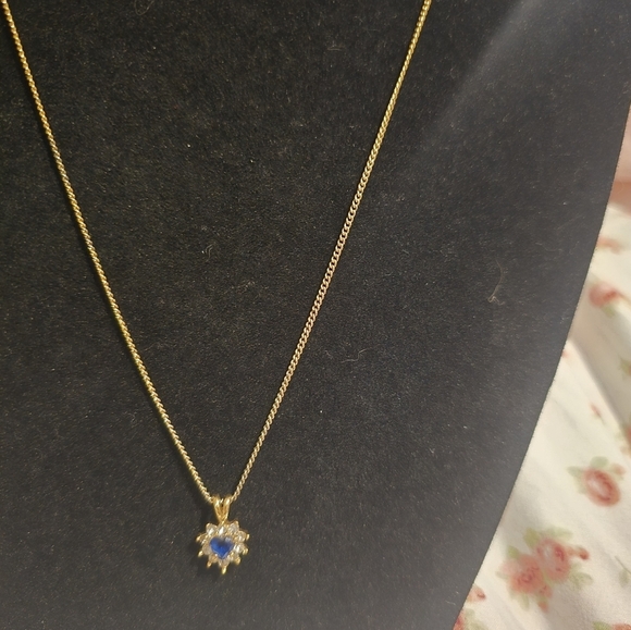 18kgp sapphire heart with diamonds Fashion Necklace - Picture 3 of 10